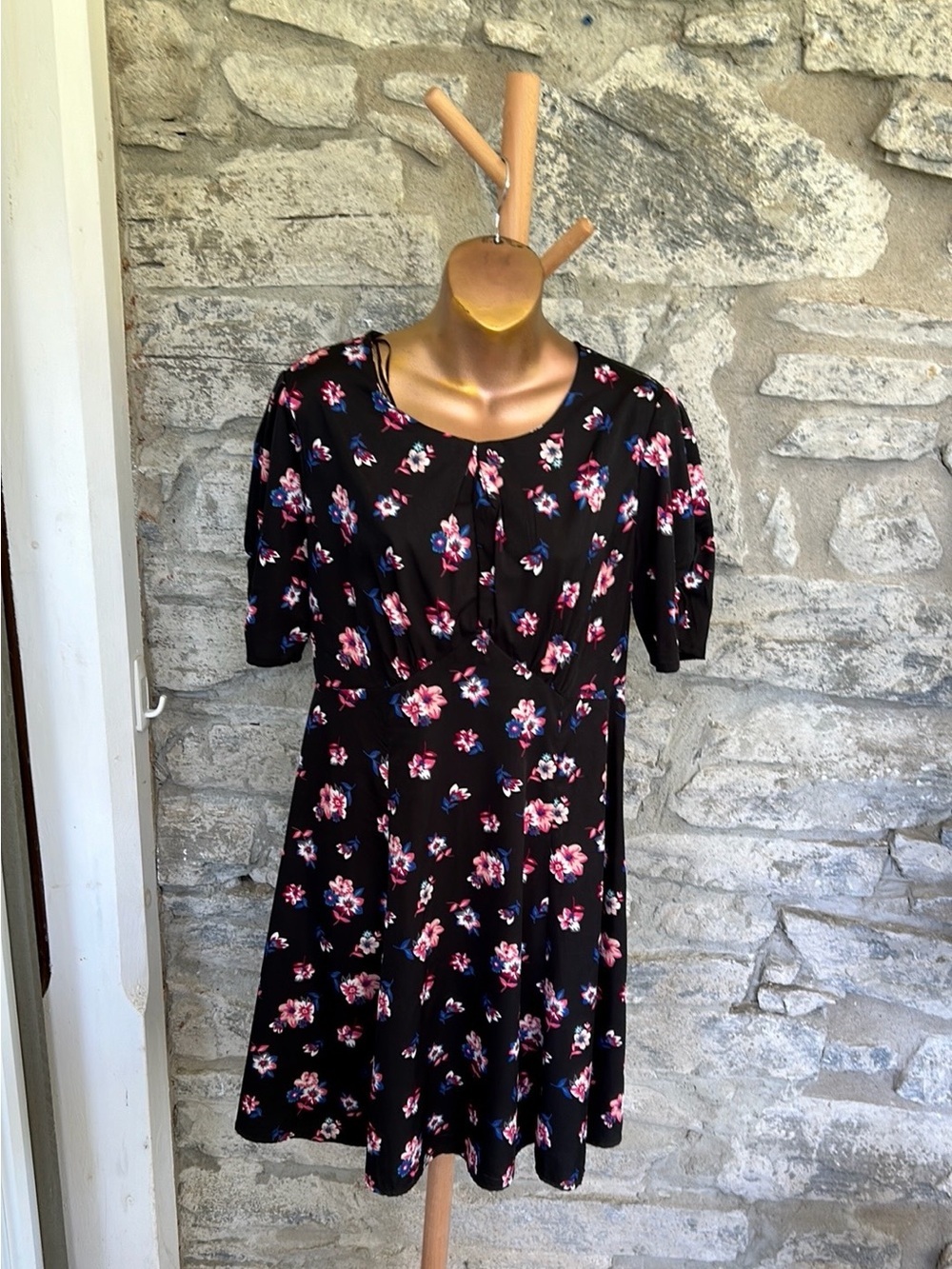 Atmosphere Black Mini Dress with Floral Print